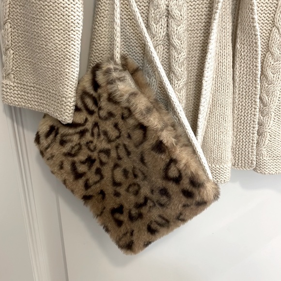 NWT Girls cardigan with fur collar and matching purse - Picture 3 of 5